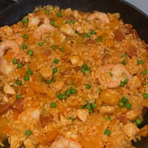 A pan of paella