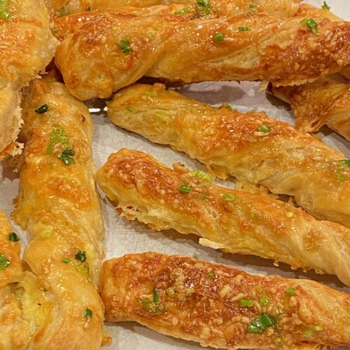 Cheese twists on a plate