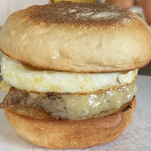 Sausage and egg breakfast sandwich