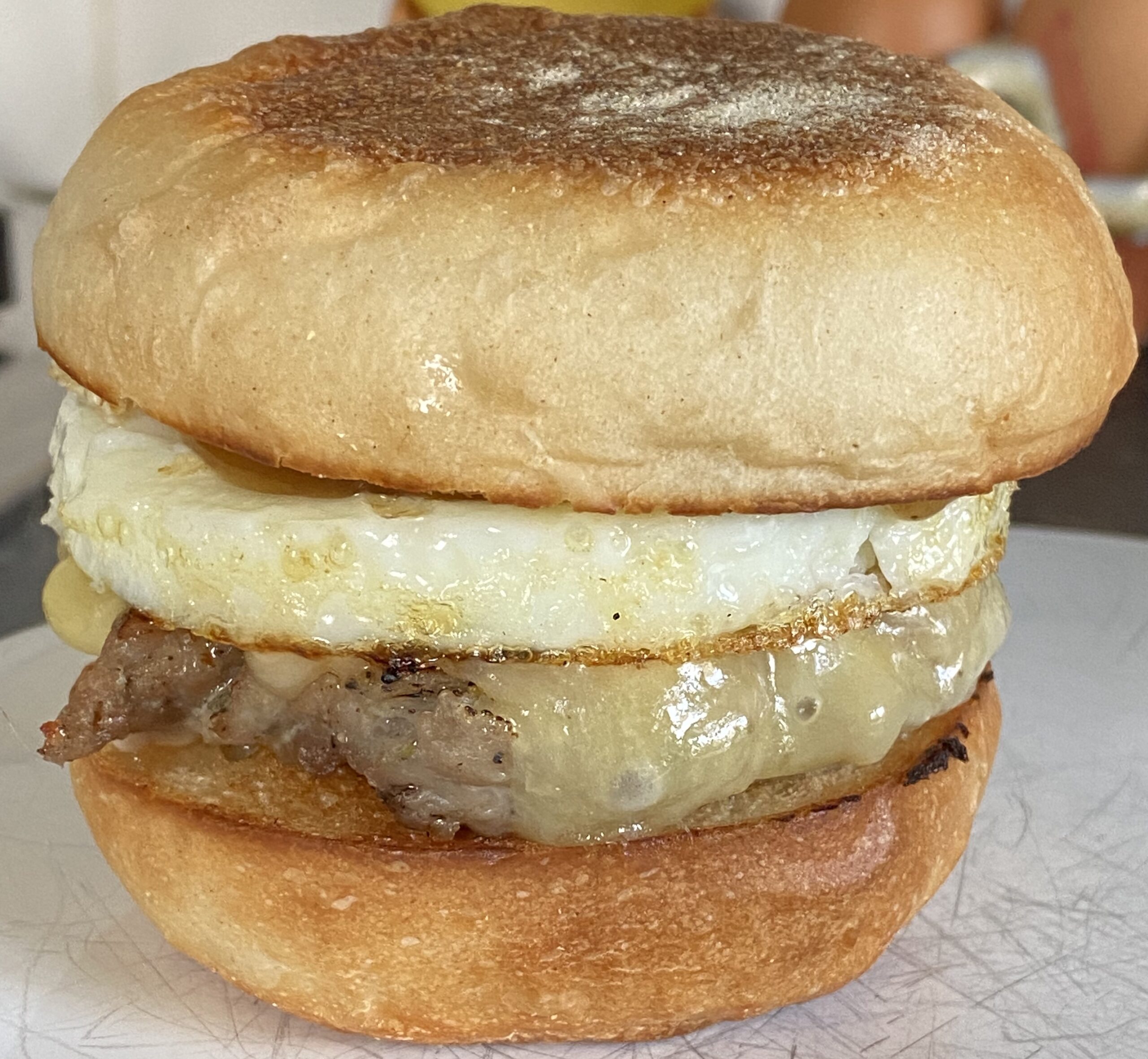 Sausage and egg breakfast sandwich